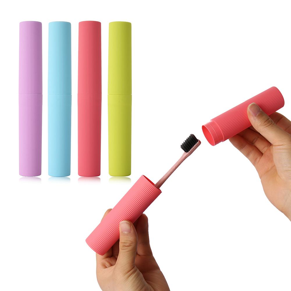 Container Travel Portable Organizer Plastic Toothbrush Holder Cylinder Case Storage Box