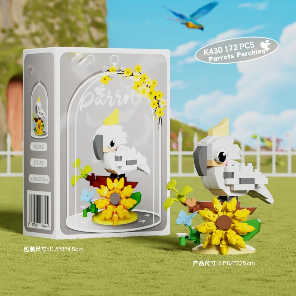 Игрушка Конструктор Животное Птица для Детей Девочка 8 Лет Подарок на День Рождения Мини Развивающий Попугай Сборный Кирпичик Игрушка для Мальчика