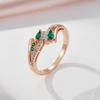 Kinel Green Zircon Silver Color Elemental Ring For Women Luxury Fine Jewelry Rose Gold Color Ring Gift