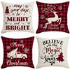 New Black and Red Plaid Elk Christmas Festive Pillowcase Christmas Tree Car Cushion Cover