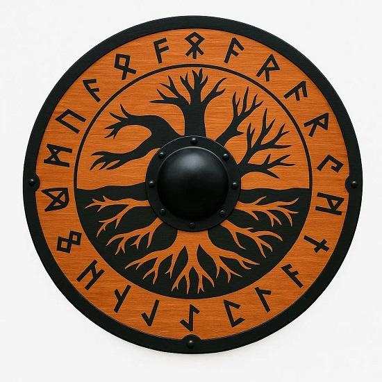 Деревянный круглый щит воина Настенное искусство викингов для дома Деревянный щит викингов с деревом Аутентичный