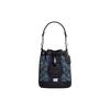 New Dempsey Fabric With Cow Leather Bucket Bag Handbag Shoulder Bag Crossbody Bag Small Size Women's Midnight Blue C8322-SVVGD