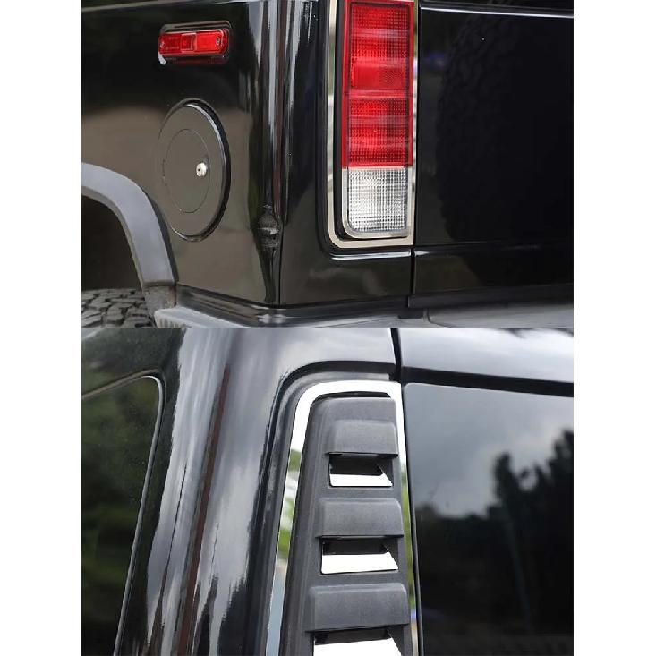 For Hummer H2 2003-2009 Stainless Steel Silver Car Tail Light Lamp Trim Bezel Cover Trim Sticker Car Accessories