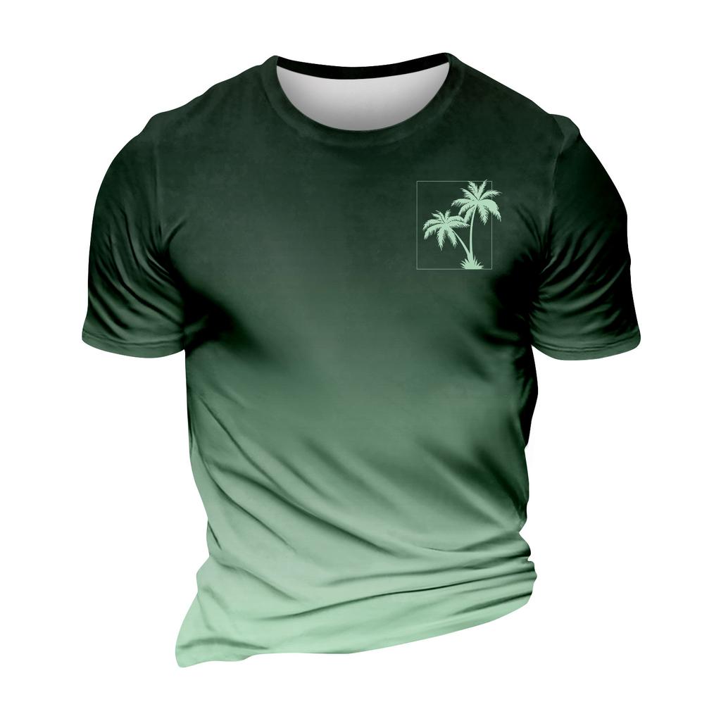 Гавайский принт - мужская повседневная футболка с круглым вырезом и короткими рукавами