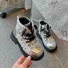 New Kids Shoes Boots for Girl Sequins Princess Fashion Boots Patchwork Versatile Children Causal Ankle Boots Round-toe Non-slip
