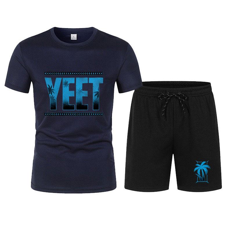Новые мужские черные футболки и шорты Jey Uso Yeet, летние мужские костюмы с коротким рукавом, новые повседневные комплекты одежды