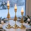 Family Gathering Party Ornaments 3Pcs Christmas Tree/Snowflake Taper Candle Holders 3 Size Gold Candlestick Vintage Tiered Tree Holders Decorative