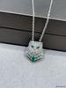 Baoshihua Gold-Plated Braided Necklace with Emerald Green Kitten Pendant & Full Diamond Inlay