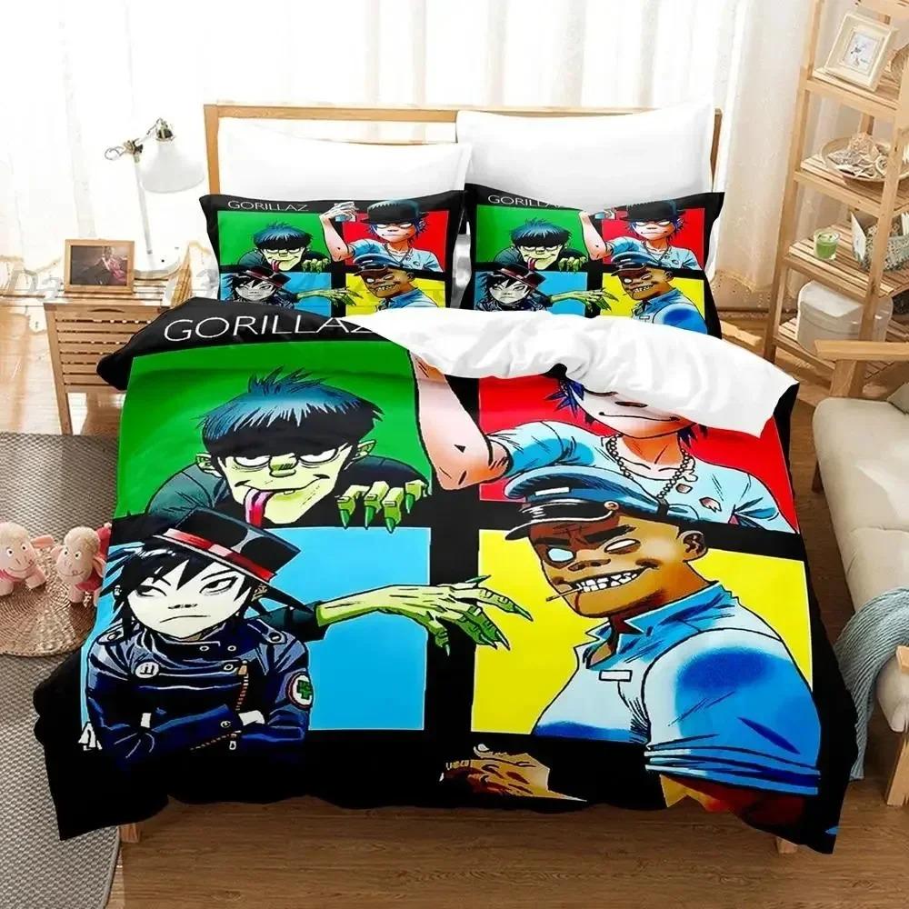 3D Printed Band Gorillaz Anime Duvet Cover Pillowcase Bedding Set Adult Boy Girl Bedroom Decoration Twin Full Queen King Size