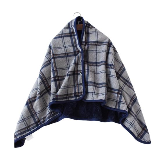 Зимнее плед-одеяло в клетку, супермягкая двухслойная бархатная термоизоляционная однобортная шаль