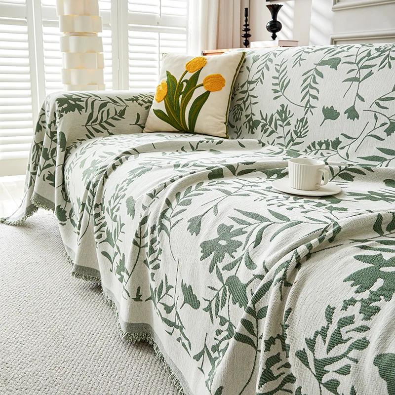 Universal Sectional Anti-cat Scratch Sofa Cover Soft Chenille Embroidered Sofa Towel Anti-slip Couch Cover for Living Room