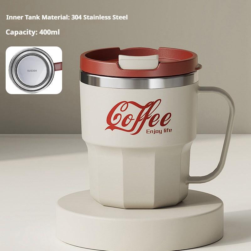 400MLDouble Wall Insulated Stainless Steel Coffee Mug with Lid Portable Leak-proof Water Cup Milk Coffee Mug Sealed Drinking Cup