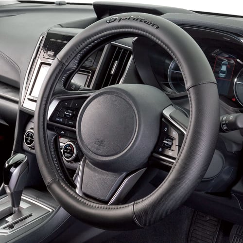 BONFORM Phiten Leather Steering Cover Made of Aqua Titanium Handle Cover S Black Drive Steering Cover Phiten 6799-01BK