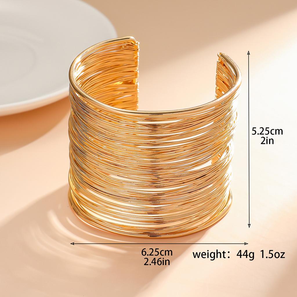 Винтажный гиперболический многослойный позолоченный широкий проволочный браслет-манжета для женщин, преувеличенный браслет на запястье, ювелирное украшение для руки, подарок