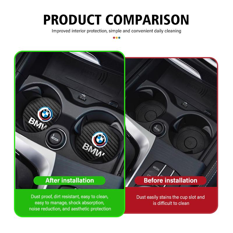For BMW 2 pcs Car Water Coaster Cup Bottle Holder Anti-slip Pad Mat F40 F30 F34 F48 F39 G42 G05 G06 G07 G20 G30 G32 G22 G23