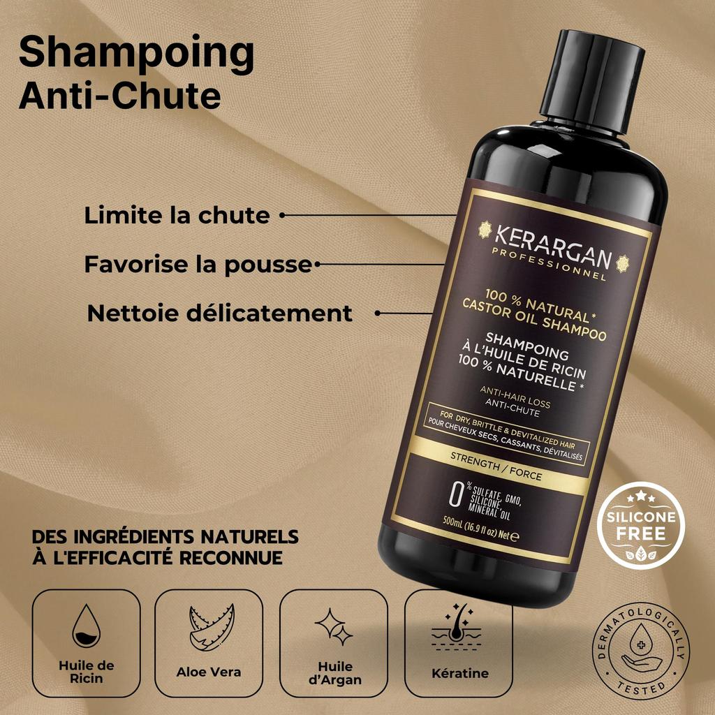 Kerargan Касторовое масло, шампунь и скраб против выпадения волос, дуэт, 750 мл