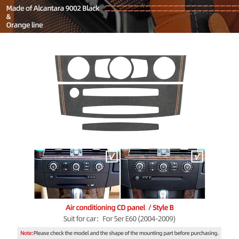 QTPC8 For BMW E60 Series 5 Made of Alcantara Car Interior Center Console CD Panel Trim Frame Performance Stickers Tuning Accessorie