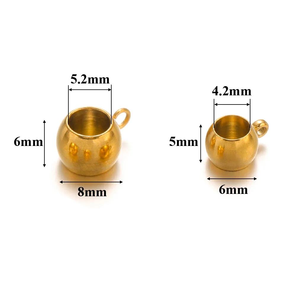 20pcs Stainless Steel Spacer Beads Pendant Charms Clasps Gold Color Bail Beads for DIY Jewelry Making Charms Bracelets 4mm Hole
