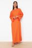 Women's Fashion New Hijab Dress Orange Spanish Sleeve Knitted Dress
