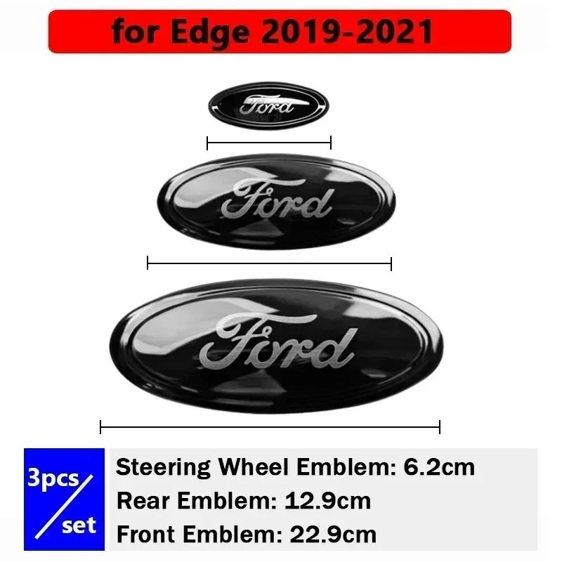 TQ012Car Front Grille Badge Rear Sticker for Ford Edge Escape STLine Explorer Territory Mondeo TAURUS Escort Steering Wheel Emblem