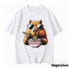 Cappybara Noodles Rodent Graphic Print Summer Autumn Winter Unisexs Short Sleeved Tshirt Casual Outdoor Street Unisex Clothing