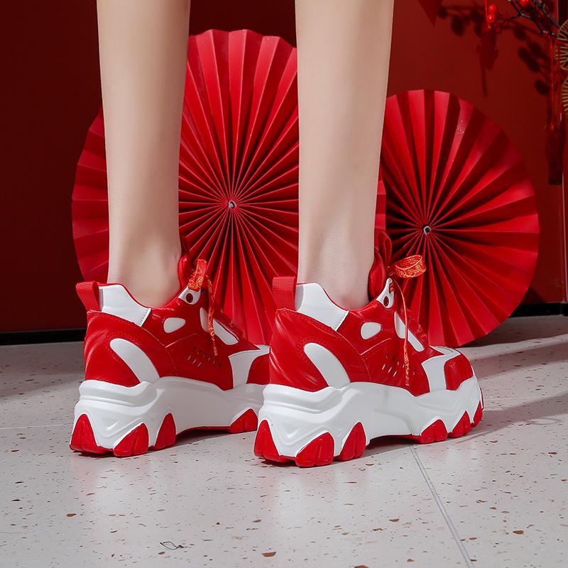 Мода 7СМ Новые Женские Высокие Кроссовки Увеличение Роста Платформа Повседневные Папины Кроссовки Весна Толстая Подошва Дышащие Спортивные Кроссовки Женщина