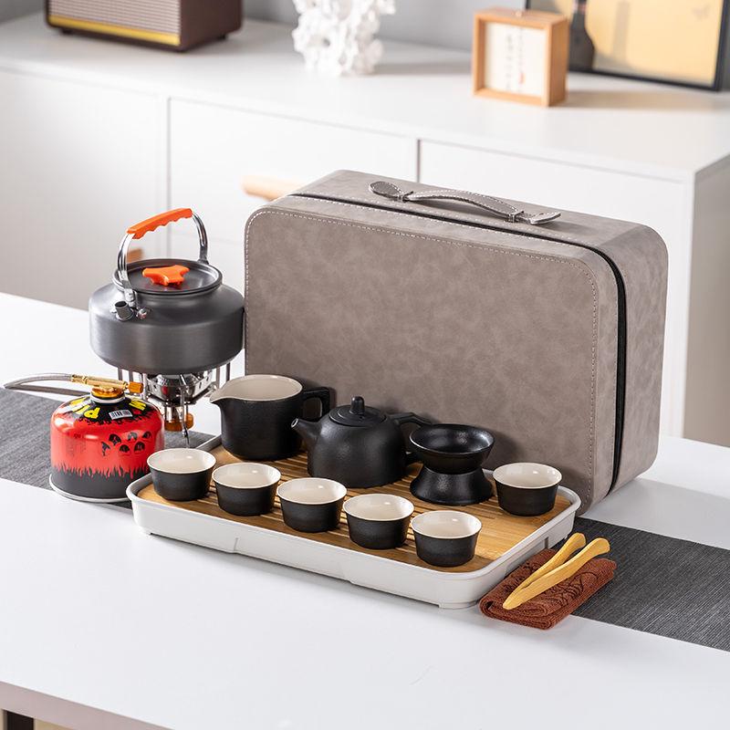 Outdoor travel tea set Tea making equipment with boiling stove Portable car camping Special stove for making tea Storage