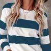 Женский пуловер, топы, цветные блоки, полосатый принт, круглый вырез, длинный рукав, толстовка, повседневная блузка, повседневная одежда