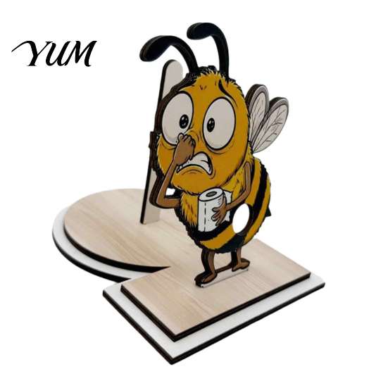 Humorous Animal Toilet Accessory Roll Paper Holder, Creative Shape Dispenser, Vertical Stable Tissue Stand Rack, Solid Wood for Kitchen And