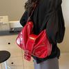 Модная глянцевая кожаная женская красная сумка на одно плечо, повседневная, большая вместимость, свадебная, ручная кладь, новые универсальные сумки-тоут для поездок на работу