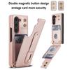 Crossbody Wristband Wallet Phone Case For Samsung Galaxy Z Fold 7 6 5 4 5G Double Magnetic Button Card Slot Wrist Design Cover
