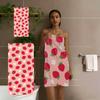Cute Strawberry Print Beach Towel, Soft Absorbent Microfiber Quick Dry Bath Towel, Oversized Sand-Free Towel for Summer Beach