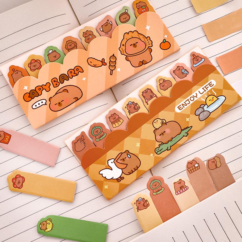 1 Piece Kawaii Stationery Kapibala Cartoon Marker Memo Pad Capybara Bookmark Flags Index Tab Sticky Notes Stickers
