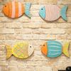 Yousheng 4 Pcs Wood Fish Nautical Beach Wall Decor Coastal Ocean Theme Wooden Fish Wall Art Rustic Lake House Wall Sculpture for Living Room Bedroom