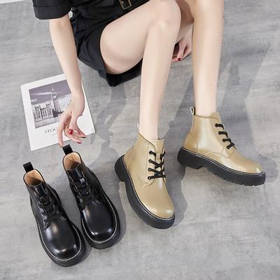 Ботинки из натуральной кожи, женская обувь на платформе, кроссовки на массивном каблуке, черные ботинки в стиле панк, обувь, увеличивающая рост, Botas De Mujer