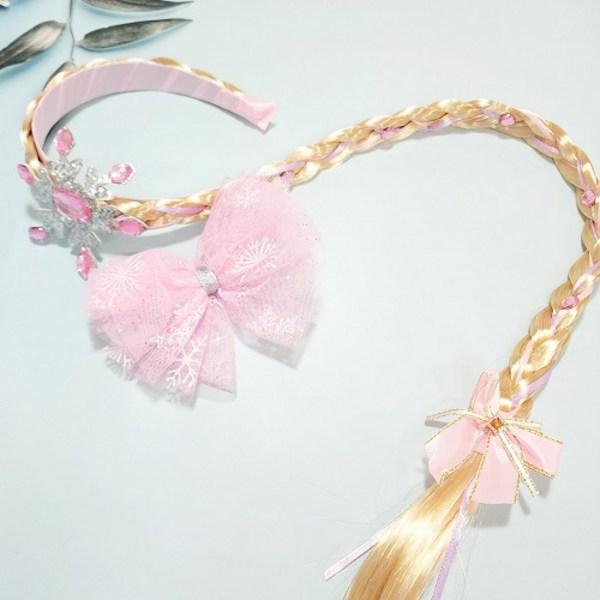 Girls' Princess Snowflake Wig Headband + Ribbon Mesh Pin Set