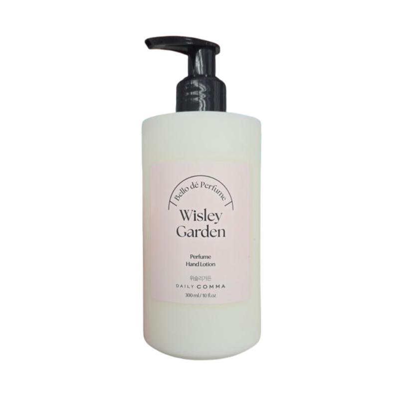 Daily Comma Bello de Perfume Hand Lotion 300ml – Wisley Garden Floral Green Scent, Moisturizing Hand Care, Soft Musk Finish