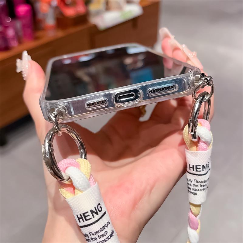 Градиентный силиконовый чехол с магнитной защитой от падений для iPhone 14 Pro Max/13/12/11/8P, в комплекте косая цепочка для подвешивания