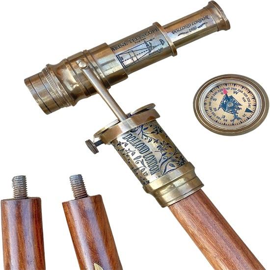 Трость викторианская трость с викторианским телескопом-компасом наверху Трость подарочная декоративная трость с латунной ручкой складная морская