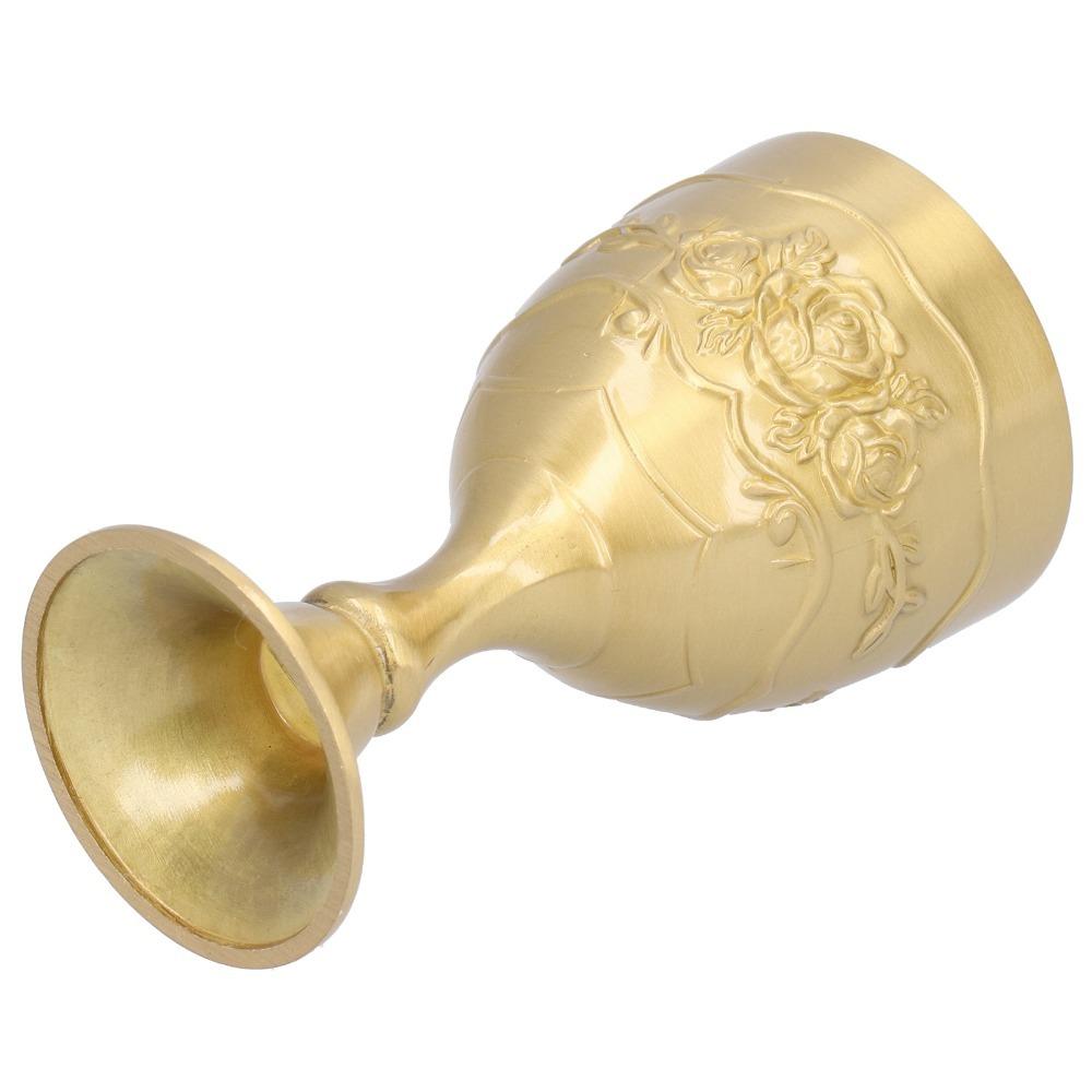 Brass Vintage Chalice Engraved Flower Wine Goblet Goblets & Chalices Small Goblet Bar Use