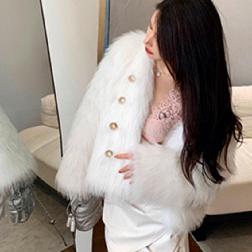 Легкое осенне-зимнее новое пальто из искусственного меха, лисий короткий воротник, маленький темперамент, ароматный пушистый топ