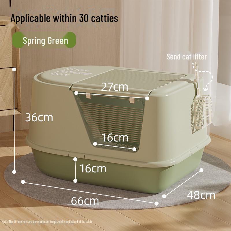 Extra Large Semi-Enclosed Cat Litter Box with Anti-Splash Design