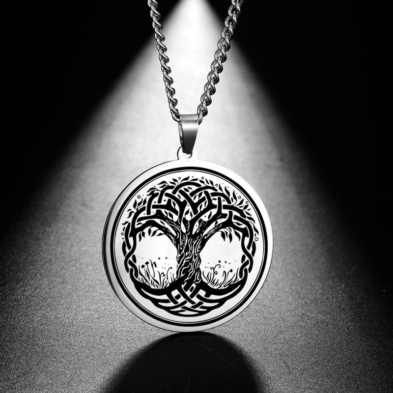 Иггдрасиль Древо жизни ожерелье из нержавеющей стали кулон компас викингов кельтское скандинавское генеалогическое древо ювелирные изделия с рунами