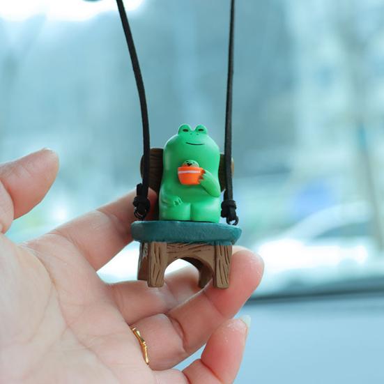Подвесное украшение, очаровательное украшение в виде мультяшной лягушки со шнурком, легкое вешание, украшение для зеркала заднего вида, подвеска для салона автомобиля