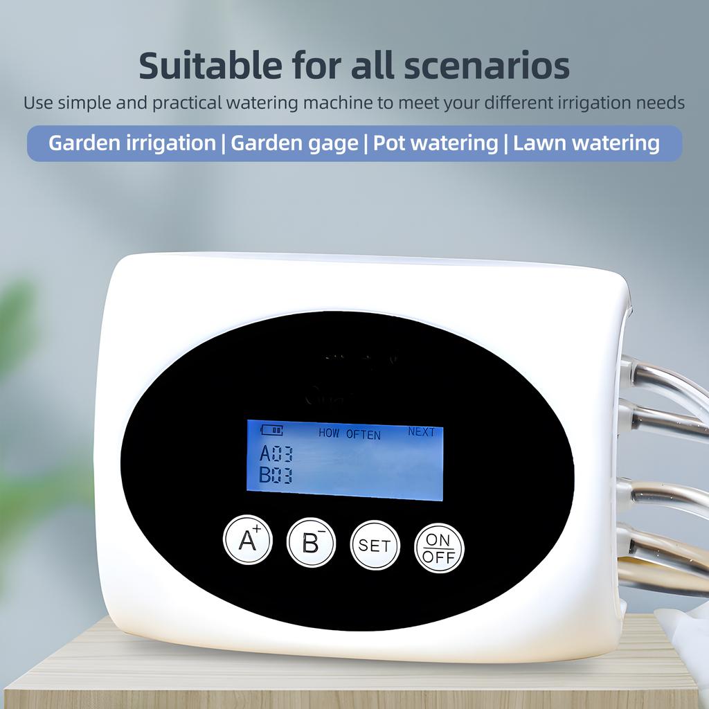 3W Solar Automatic Watering Device Dual Pump Timed Irrigator for 15 Pots LCD Display USB/Solar