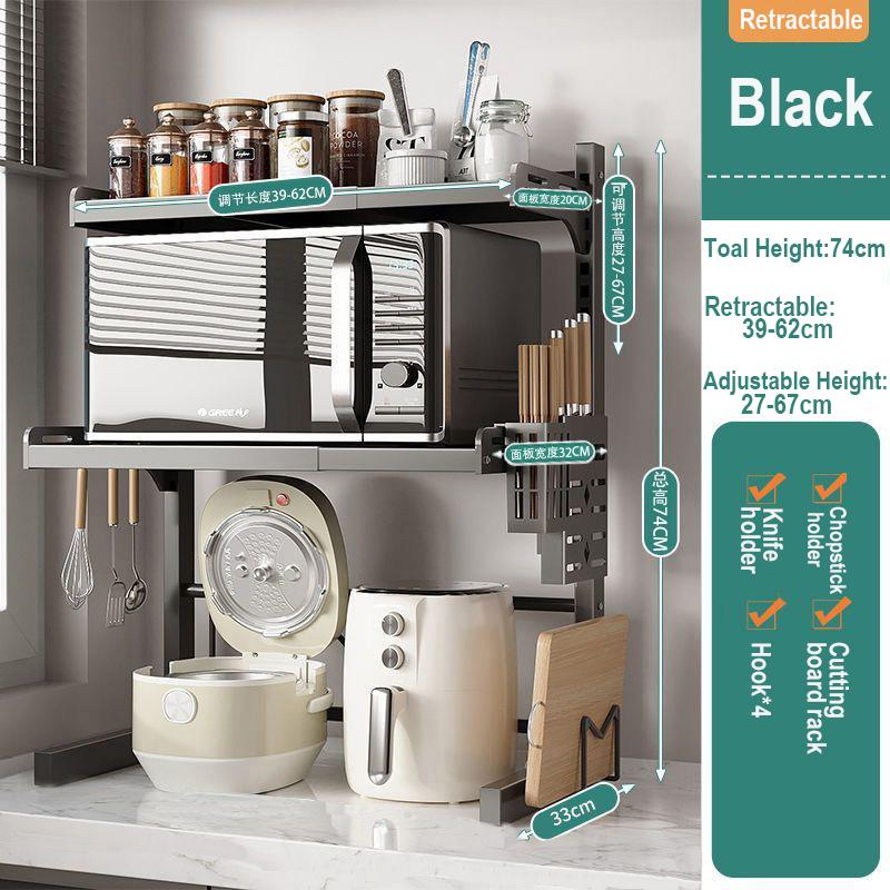 Кухонная выдвижная стойка для хранения микроволновой печи, бытовой органайзер для кухонной столешницы, шкафы для хранения кухонной утвари, регулируемая полка для специй