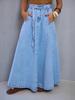 Джинсовая макси-юбка свободного кроя с высокой талией, стройнящая, для весенне-летнего сезона 2026