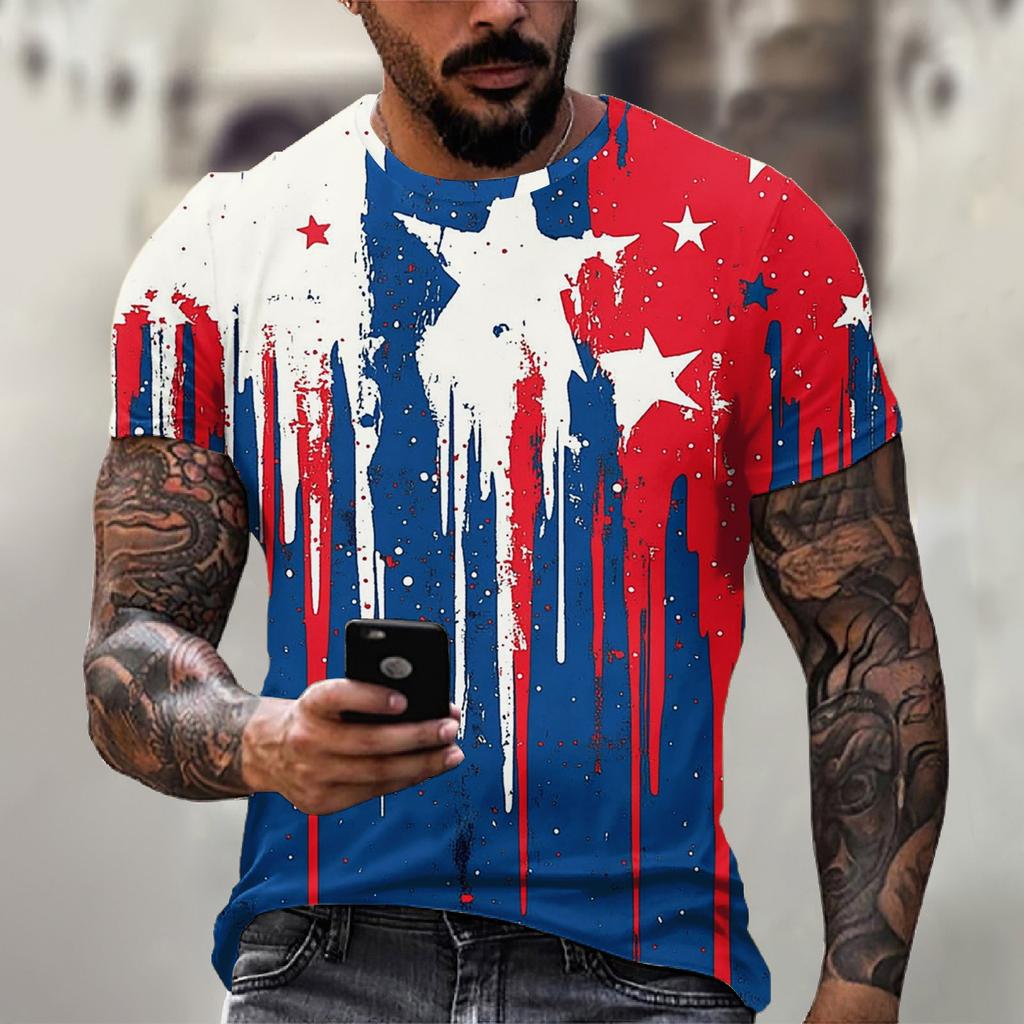 Men's Independence Day Printed Round-neck Short-sleeved T-shirt