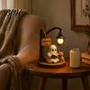 Reading Book Ghost Statue Halloween Figurine, LED Light-up Street Light Resin Spooky Figurine Statue, Cat Desktop Decoration for Holiday Party Cartoon