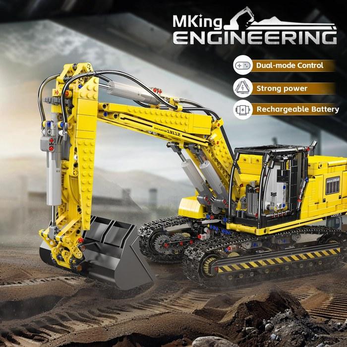 Mould King STEM Технология 1:Набор строительных блоков-экскаваторов RC масштаба 1:20, 2169 деталей, Управление с пульта/приложения, Перезаряжаемый набор строительной техники